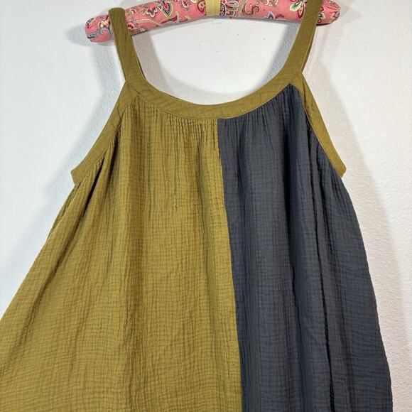 Grade and Gather Sz L Two Tone Maxi Dress Charcoal/Golden Rod Fall Lagenlook - Picture 11 of 13